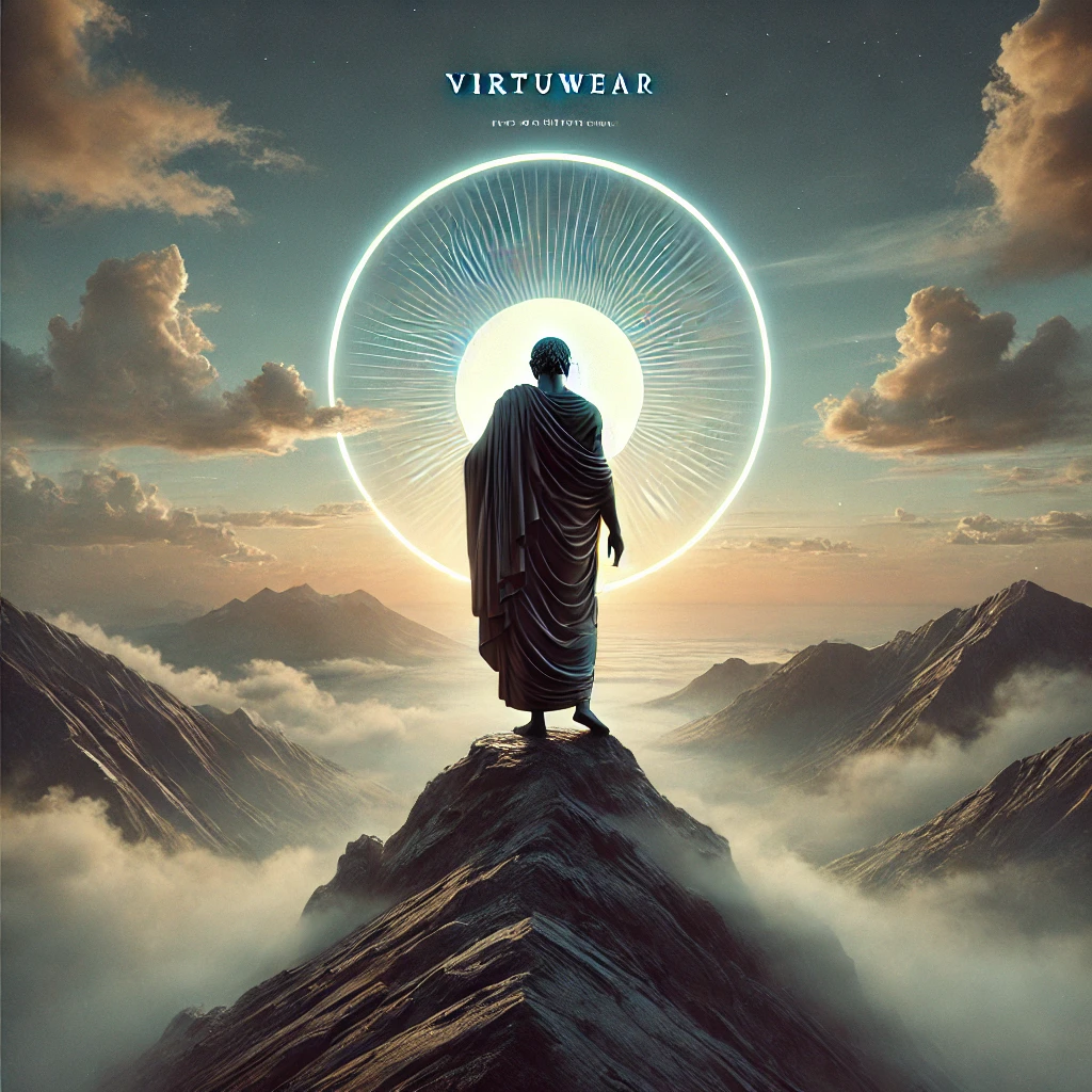 Stoic statue with cosmic background